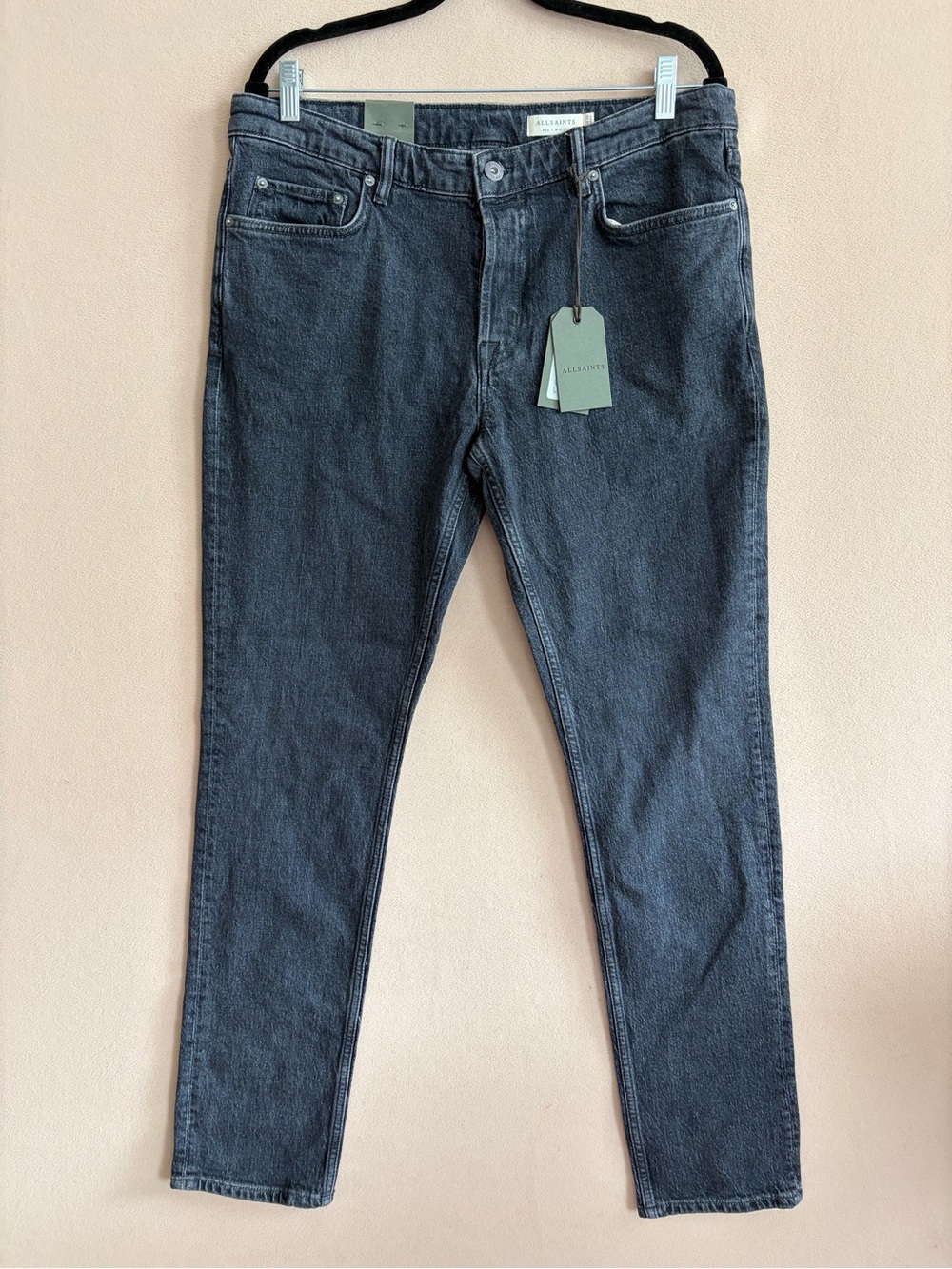 All Saints Rex Slim Fit Jeans Washed Black 32W 32L NWT